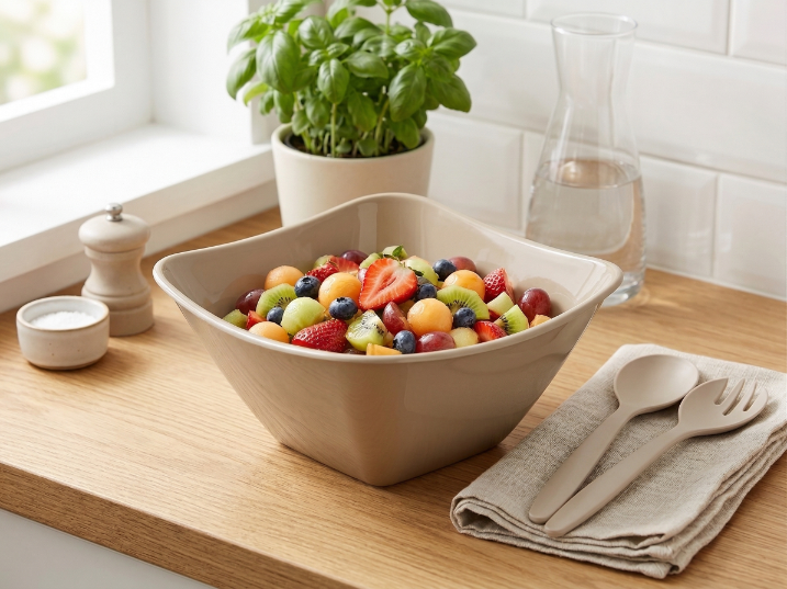 Miska plastikowa kwadrat 26cm beżowa