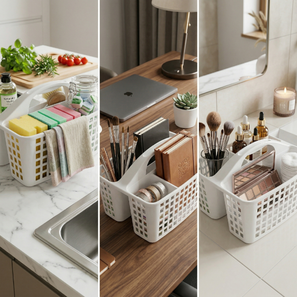 Organizer 3-komorowy z uchwytem /capri/ biały
