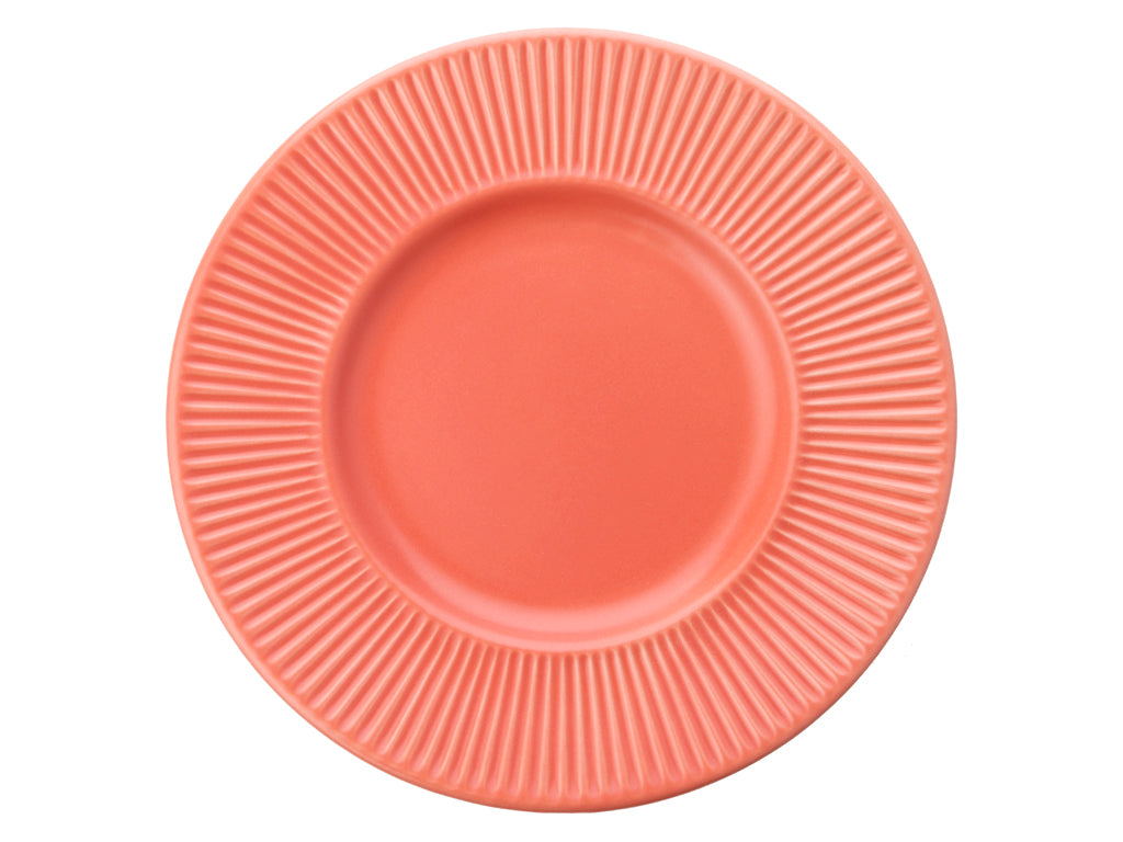 Talerz deserowy Florina Prążki 22 cm porcelana koralowy do zmywarki