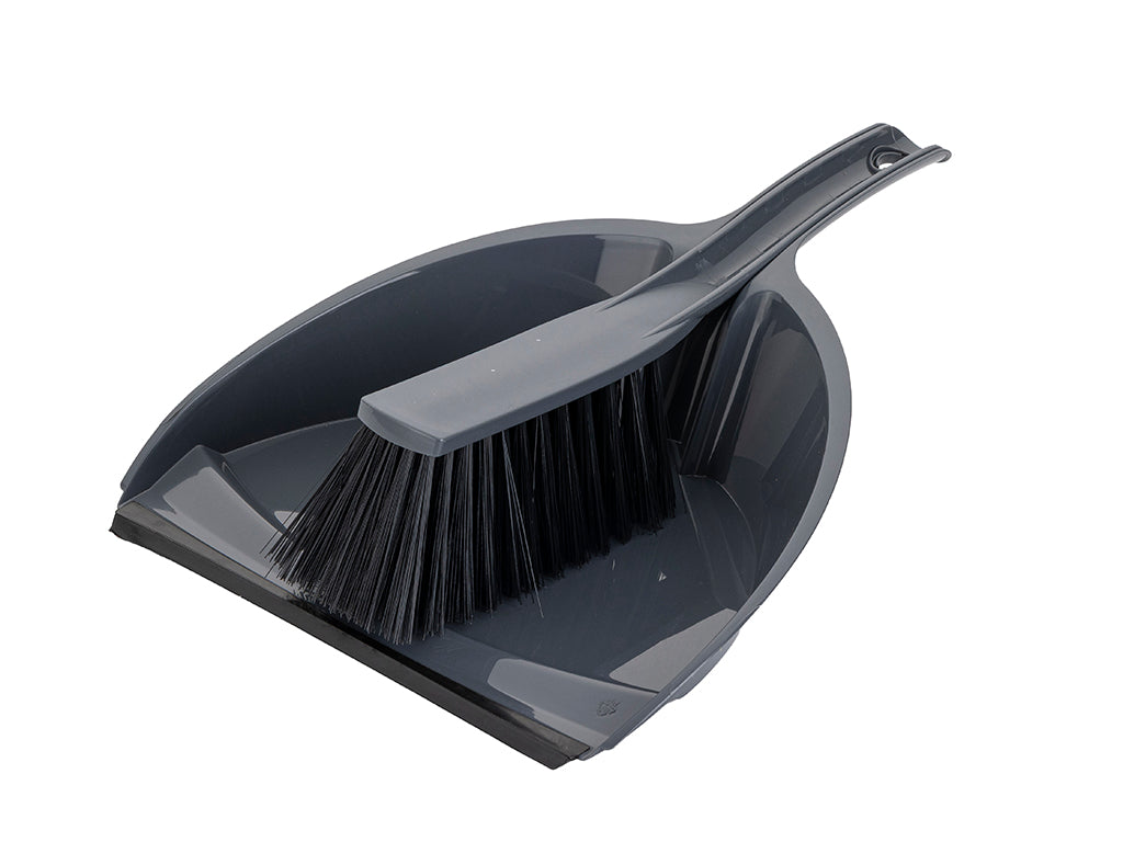 Zmiotka z szufelką plastikowa irys ciemny szary