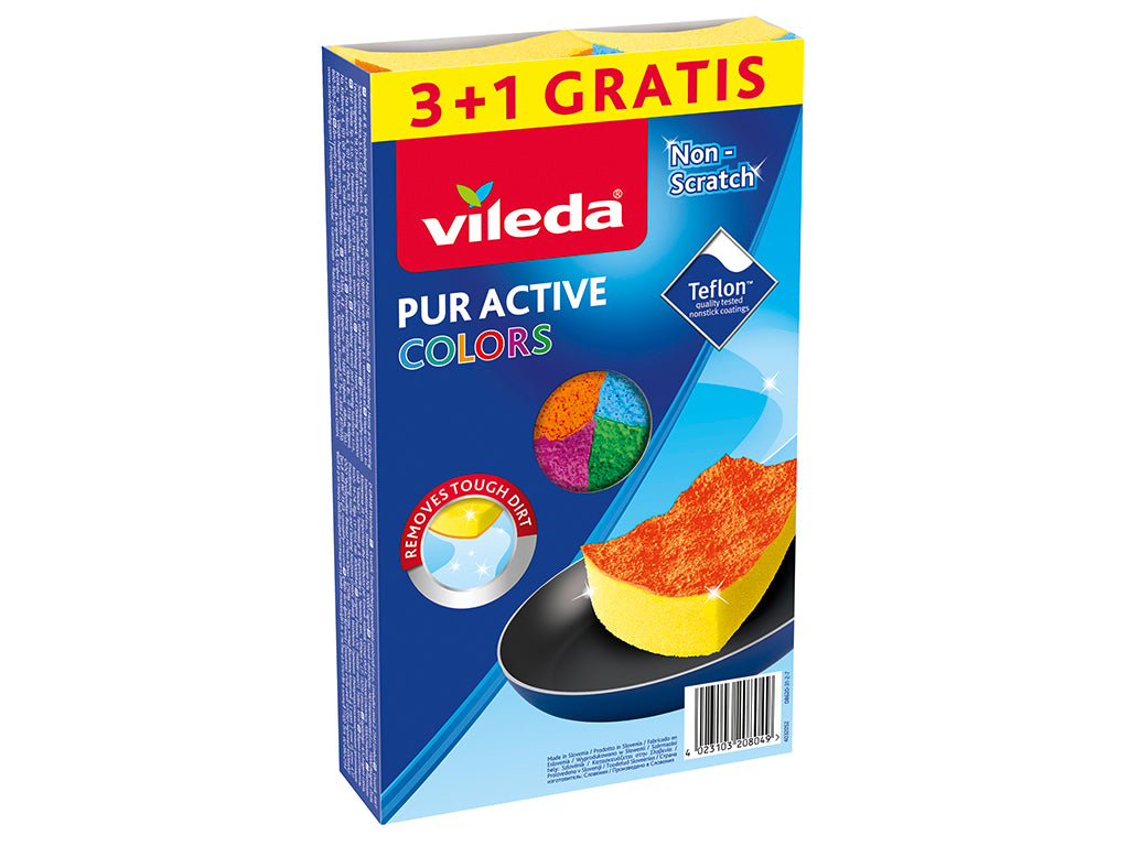 Zmywak vileda pur active colors 4szt -vil 169492