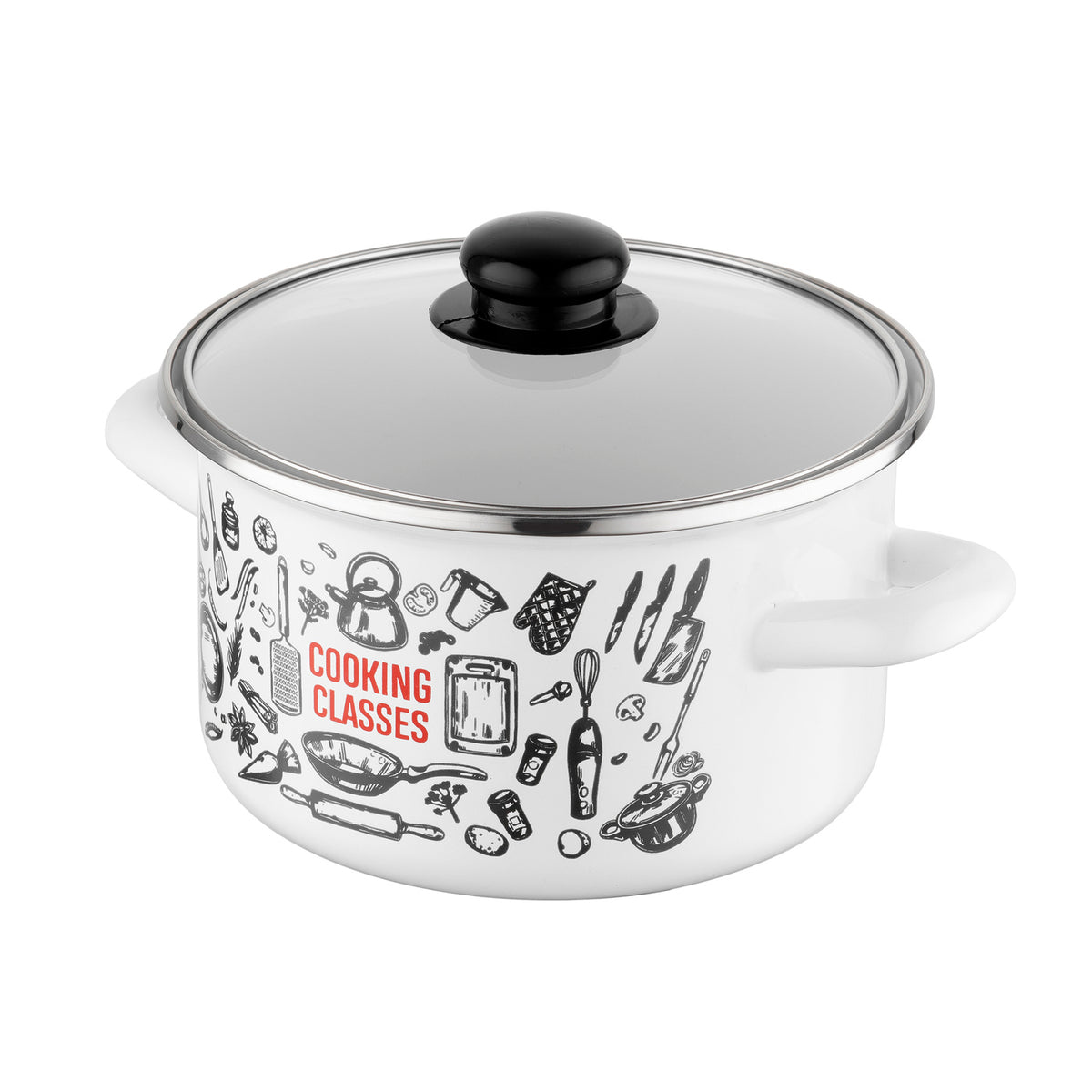 Garnek emaliowany prosty kitchen white 18cm 3l z/p