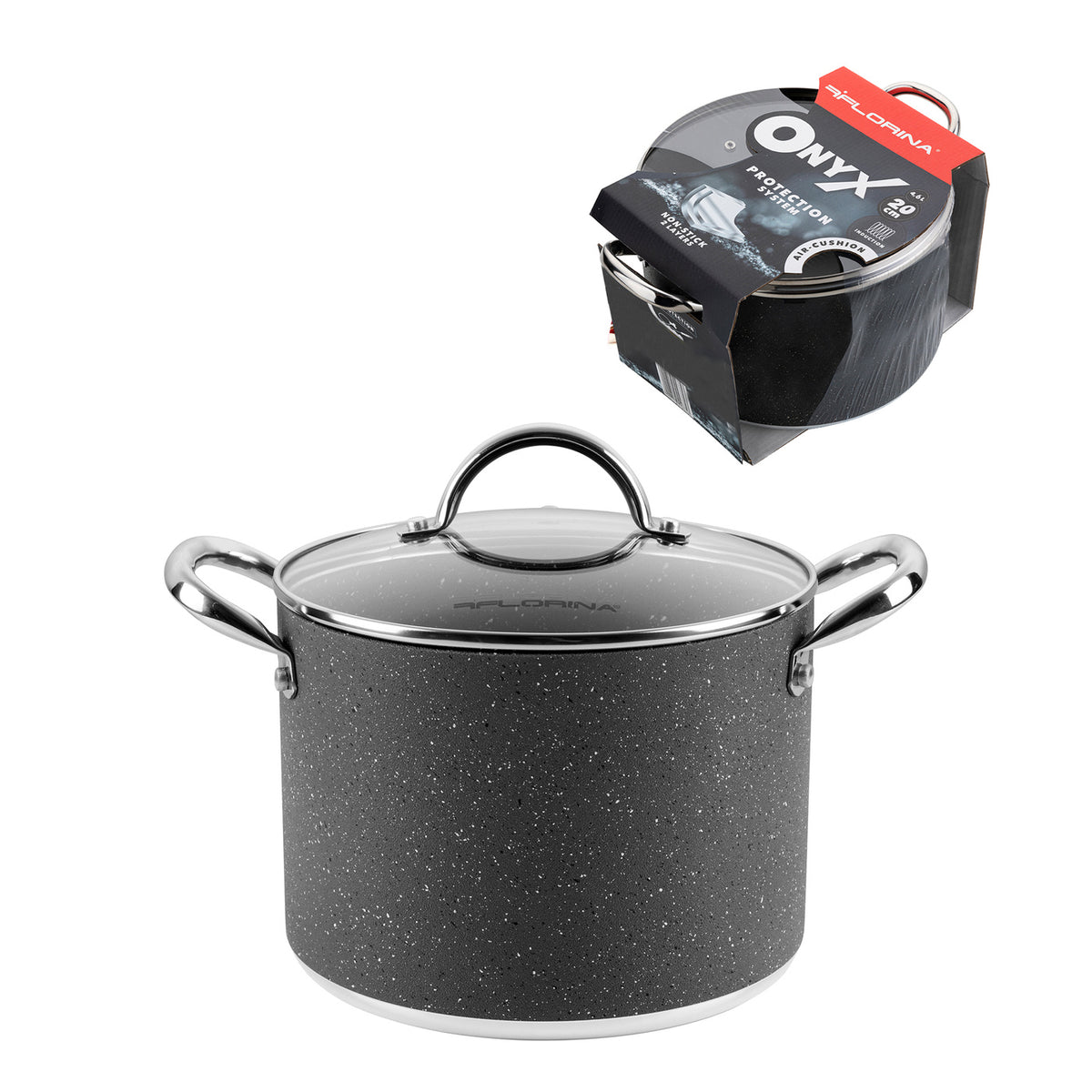 Garnek aluminiowy wysoki onyx 20cm 4,6l z/p