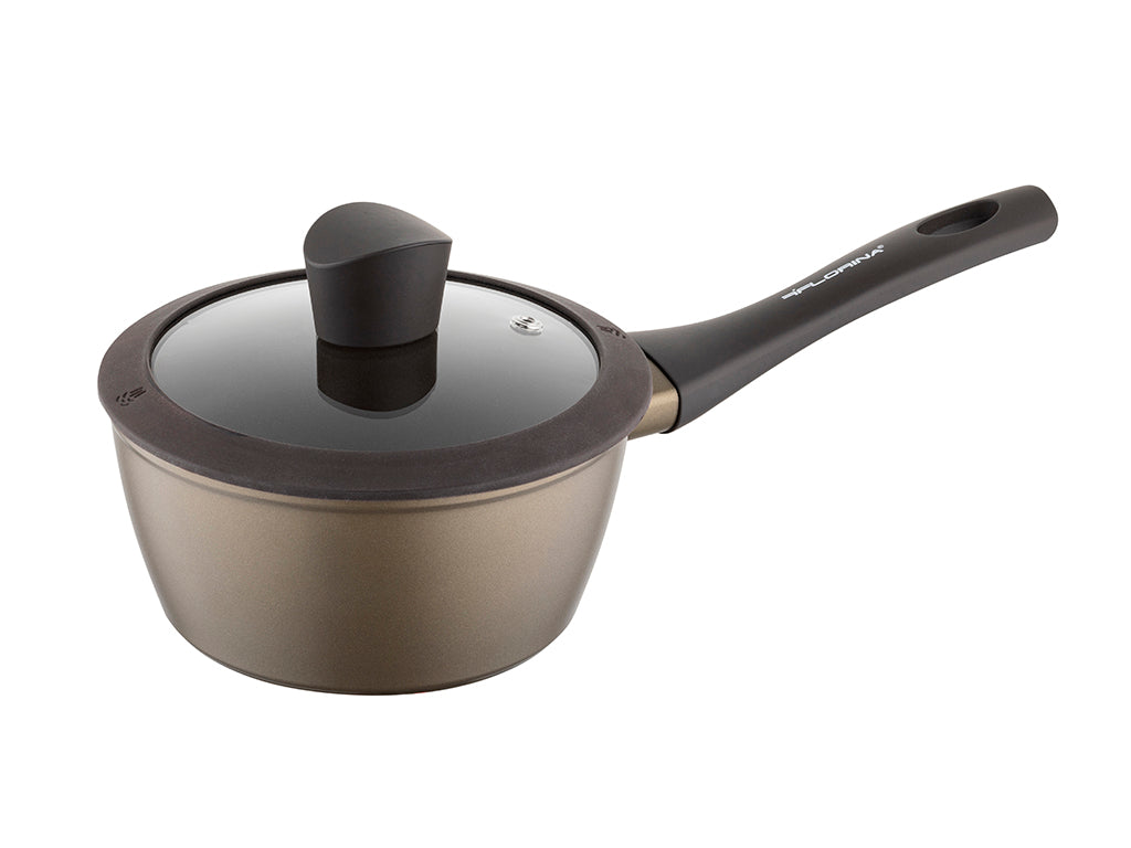 Rondel aluminiowy Florina Cava 16 cm 1,1 l z pokrywką złoty indukcja