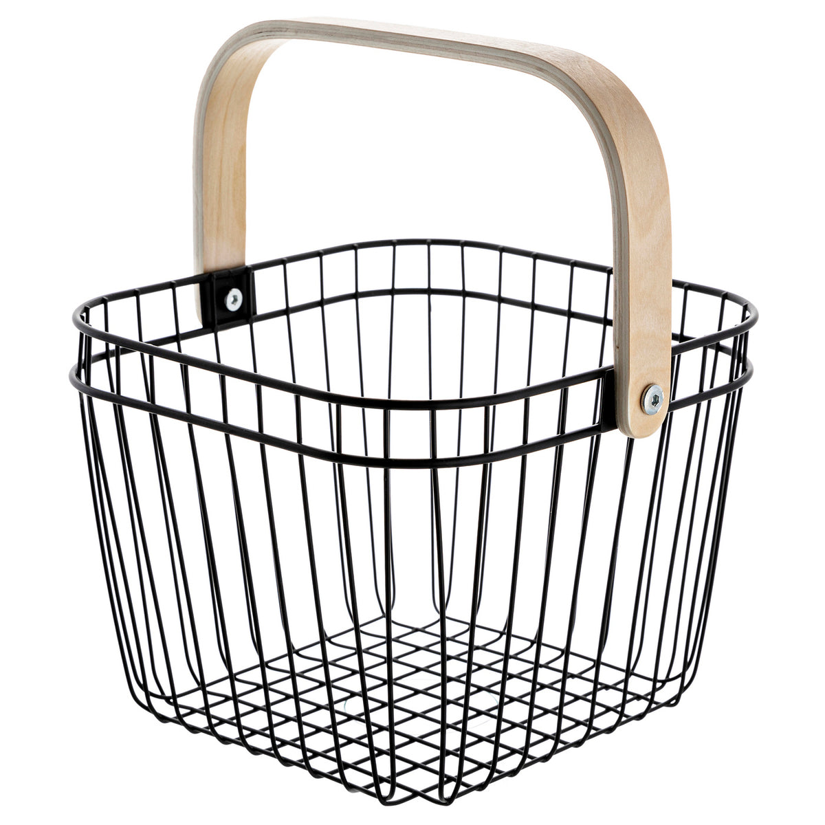 Metalowy kosz na owoce 25cm z drewnianą rączką