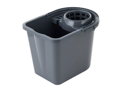 Wiadro plastikowe prostokątne z wyciskaczem 15l ciemny szary