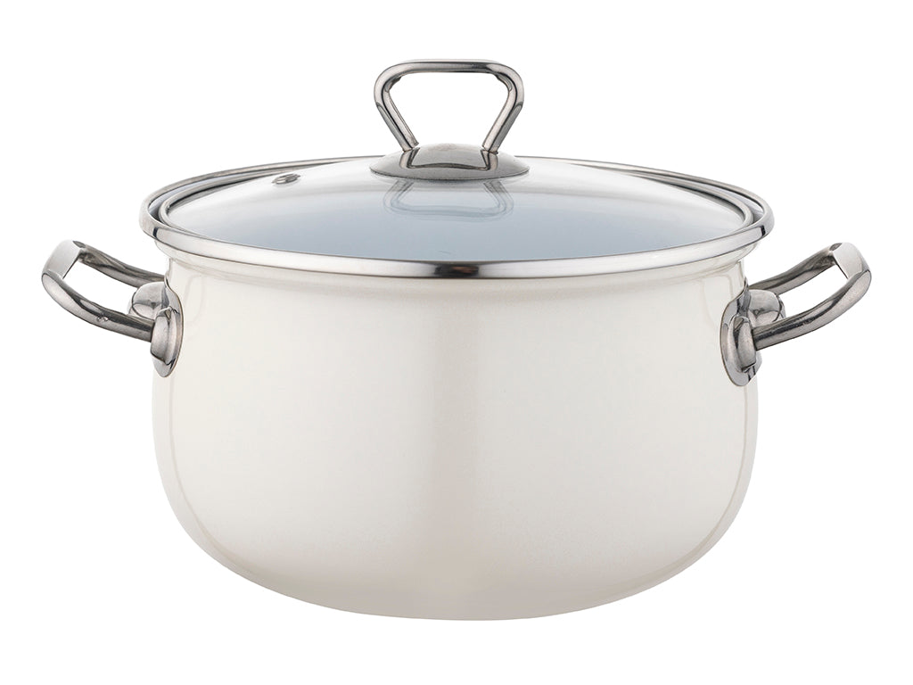 GARNEK EMALIOWANY BLISS 18CM 2,8L Z/P KREMOWY