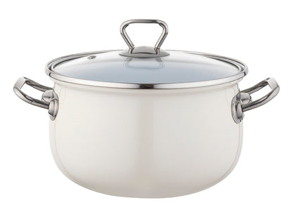 GARNEK EMALIOWANY BLISS 18CM 2,8L Z/P KREMOWY