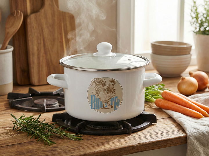 Garnek emaliowany prosty kogut 20cm 4,2l z/p
