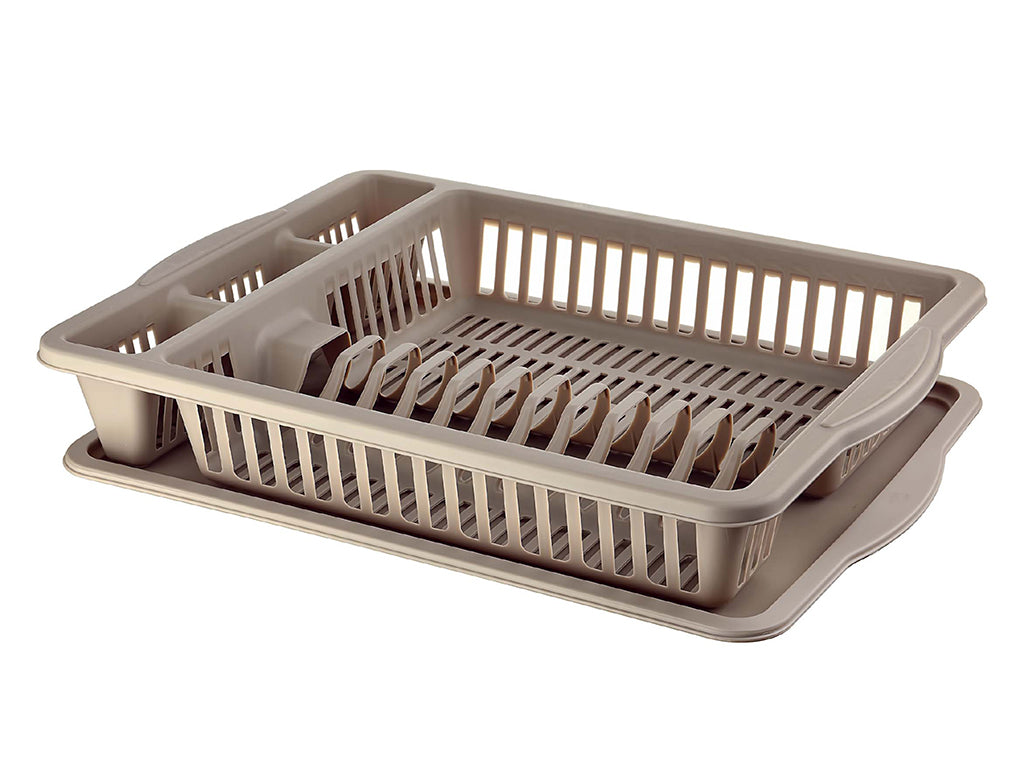 Suszarka do naczyń plastikowa velvet 48,5x36x8,5cm z podstawką kremowa