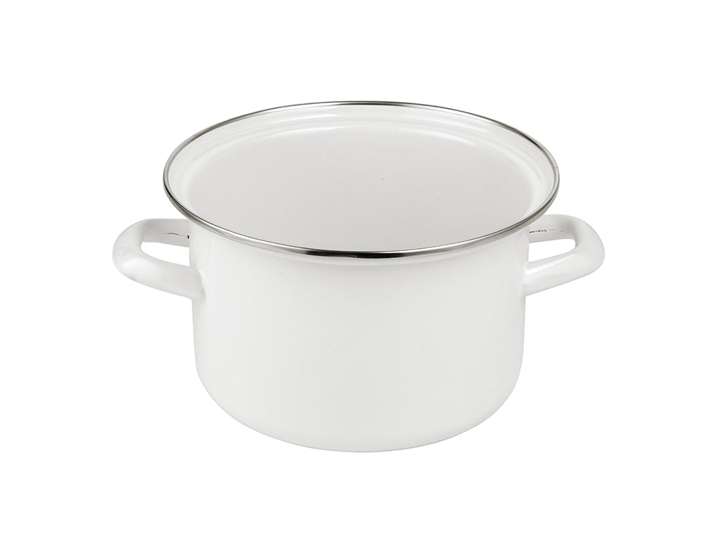 Garnek emaliowany prosty gładki 18cm 3,0l kremowy