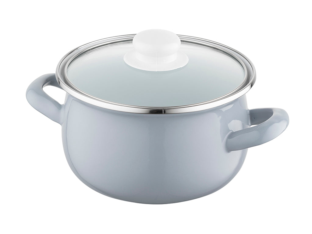 Garnek emaliowany pyza gris 16cm 2,2l z/p szary