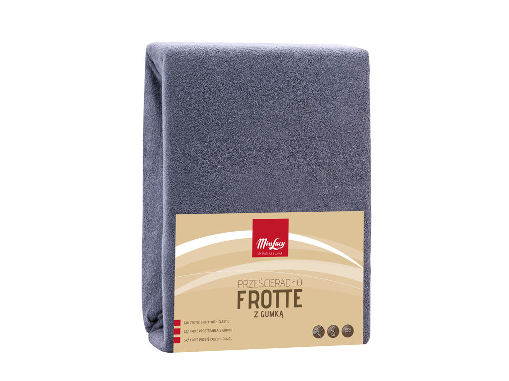 Prześcieradło frotte z gumką 180x200cm grafit