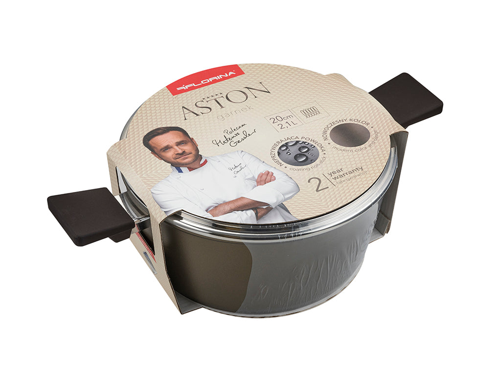 GARNEK ALUMINIOWY ASTON 20CM 2,1L Z/P MG