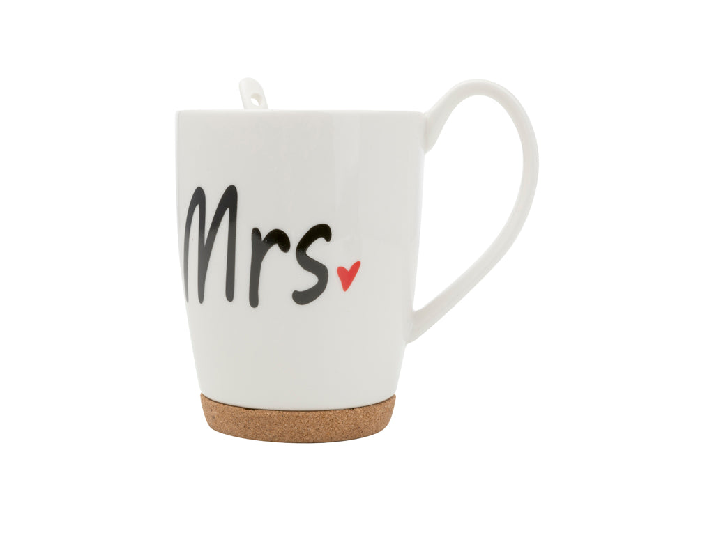 Kubek Florina Mrs 320 ml porcelanowy na korkowej podstawce prezent