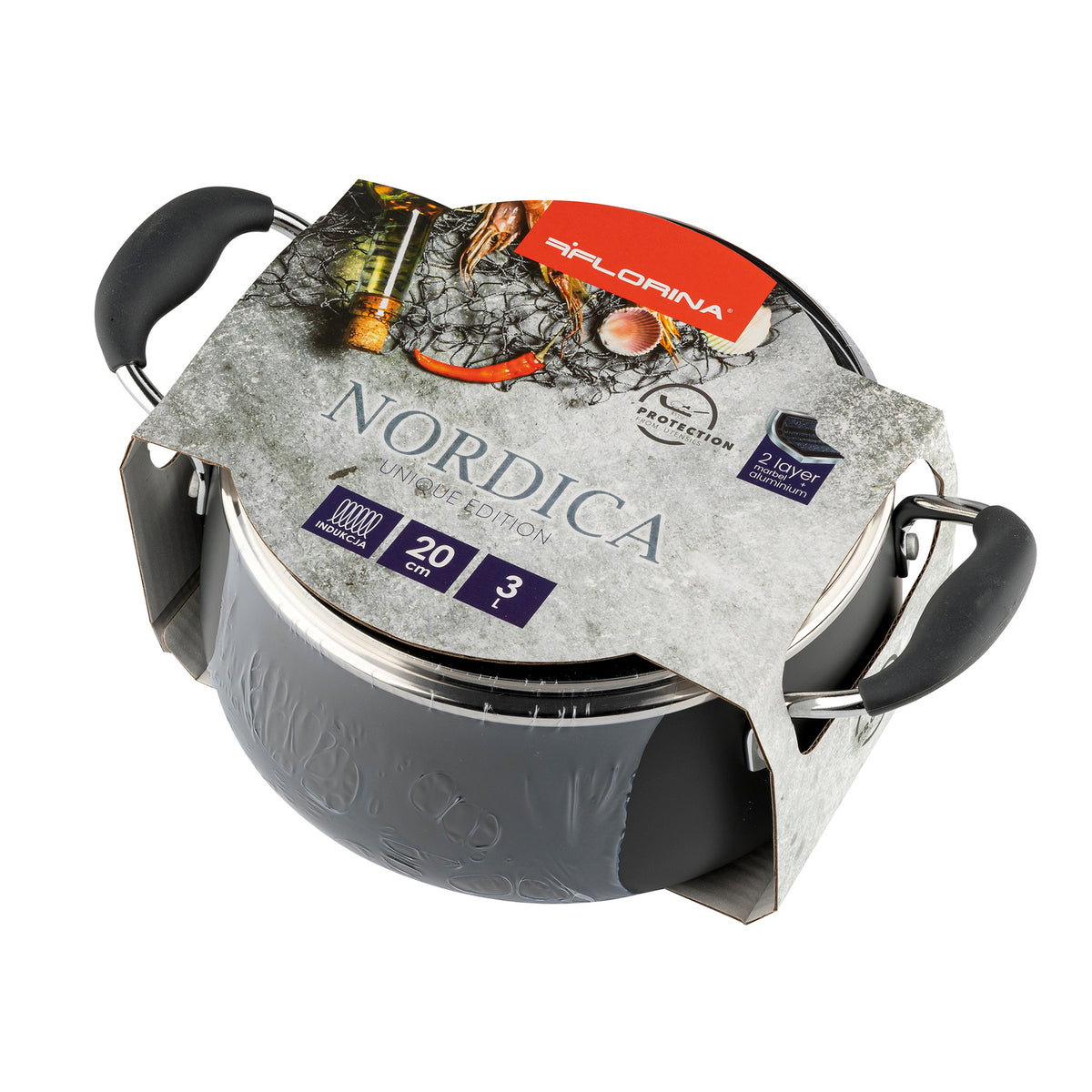 Garnek alumniowy nordica 20cm 3l z/p