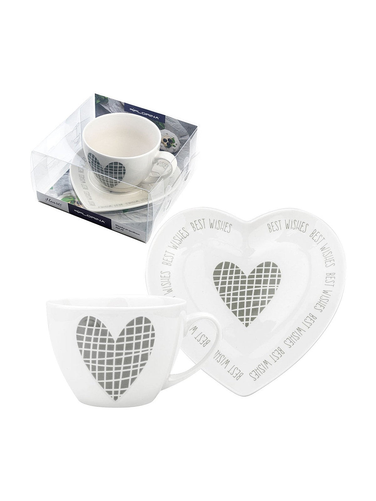 Filiżanka ze spodkiem hearts 460ml