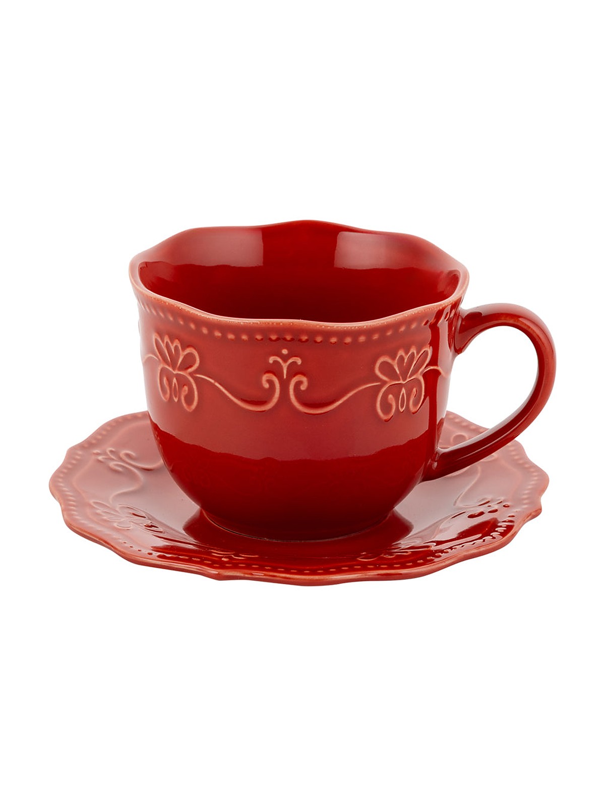 FILIŻANKA ZE SPODKIEM RUSTIC RED 250ML