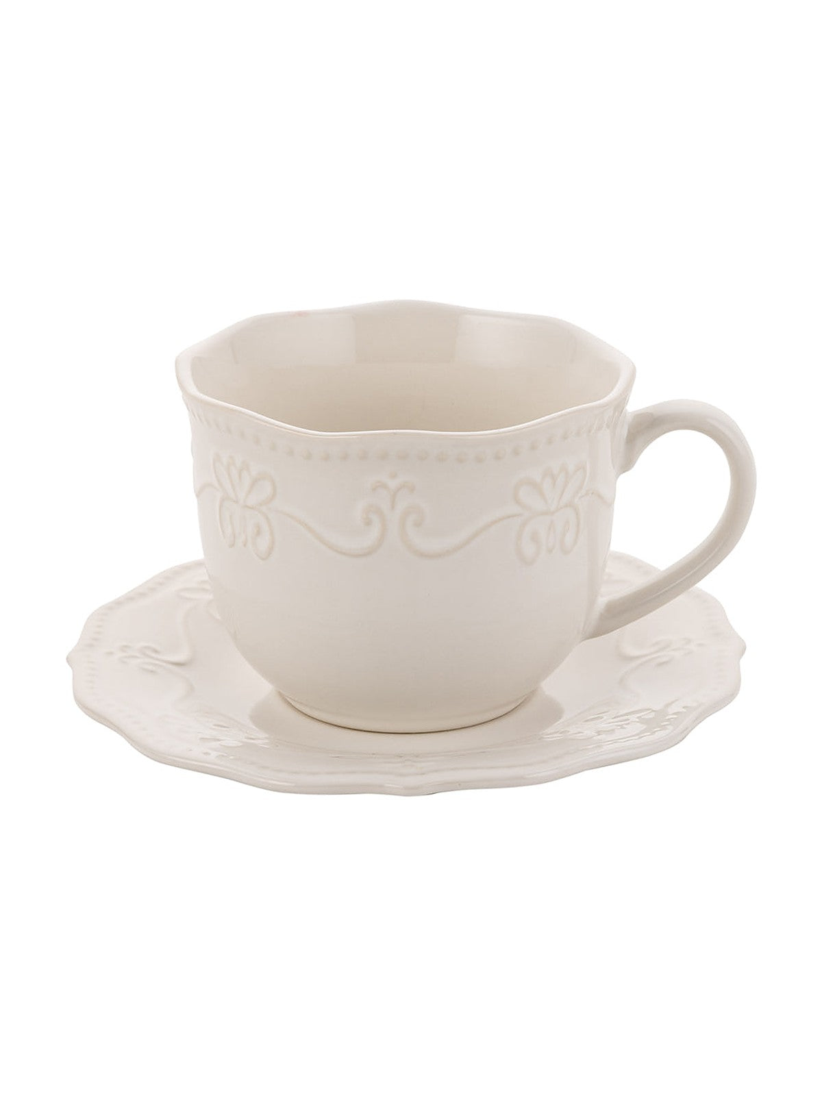 FILIŻANKA ZE SPODKIEM RUSTIC WHITE 250ML