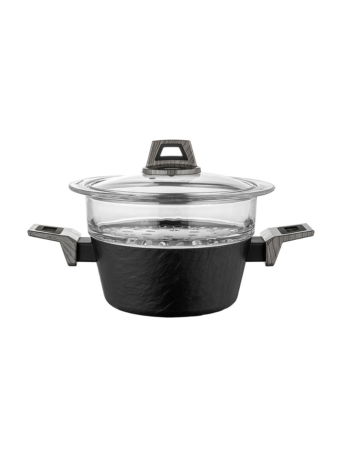 Garnek aluminiowy do gotowania na parze japandi 20cm 1,9l z sitem szklanym