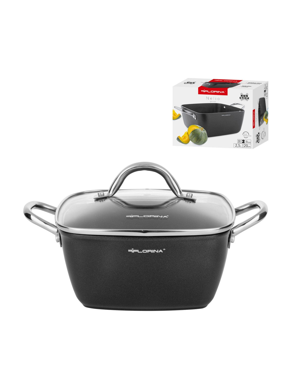 Garnek aluminiowy kwadratowy nelio 20cm 2,5l z/p