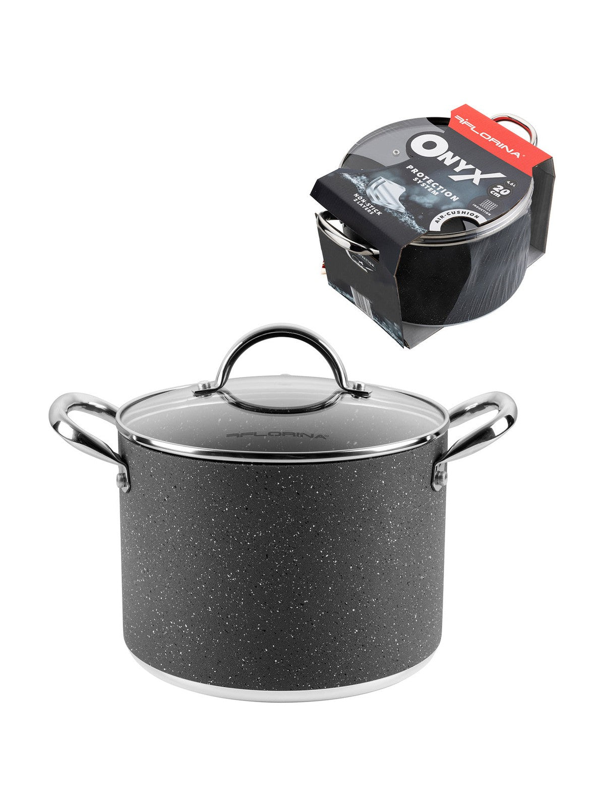 Garnek aluminiowy wysoki onyx 20cm 4,6l z/p