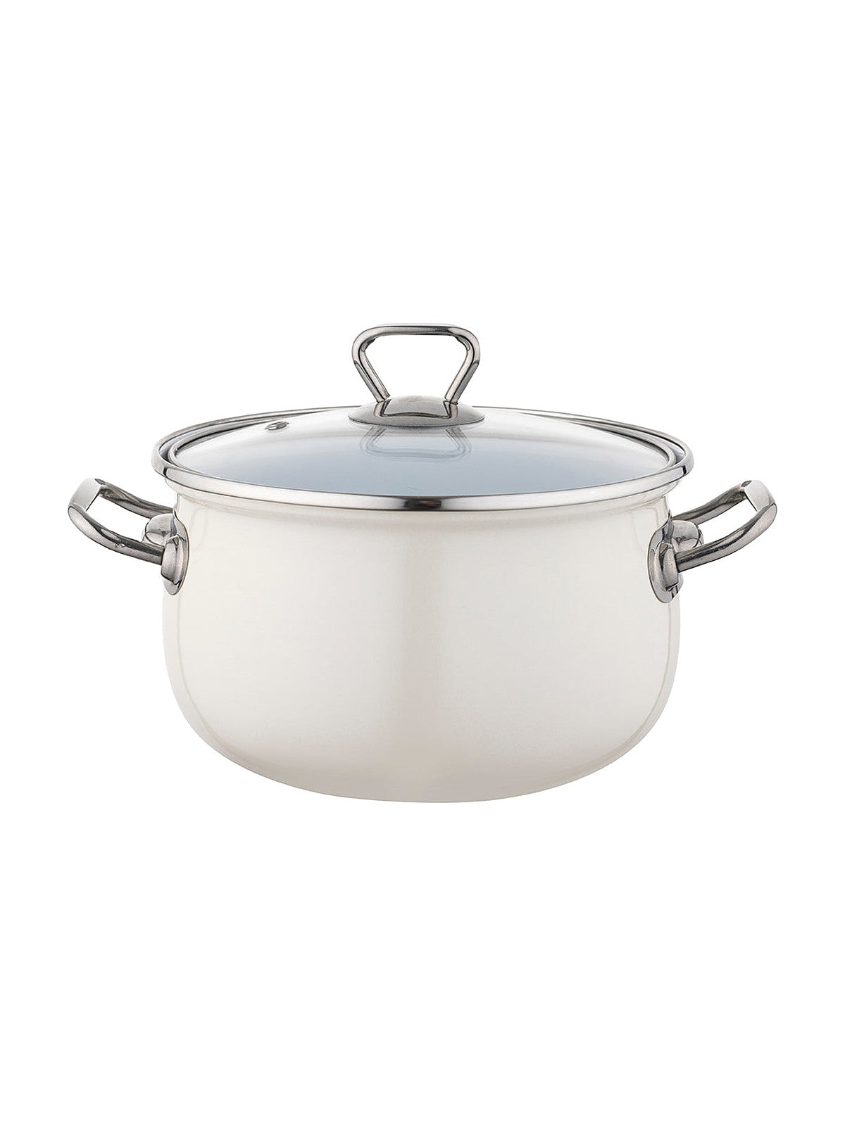 GARNEK EMALIOWANY BLISS 20CM 3,8L Z/P KREMOWY