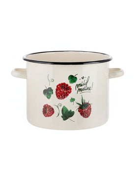 Garnek emaliowany Emalia Polska Pleszew Malina 18 cm 3,2 l kremowy