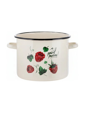 Garnek emaliowany Emalia Polska Pleszew Malina 18 cm 3,2 l kremowy