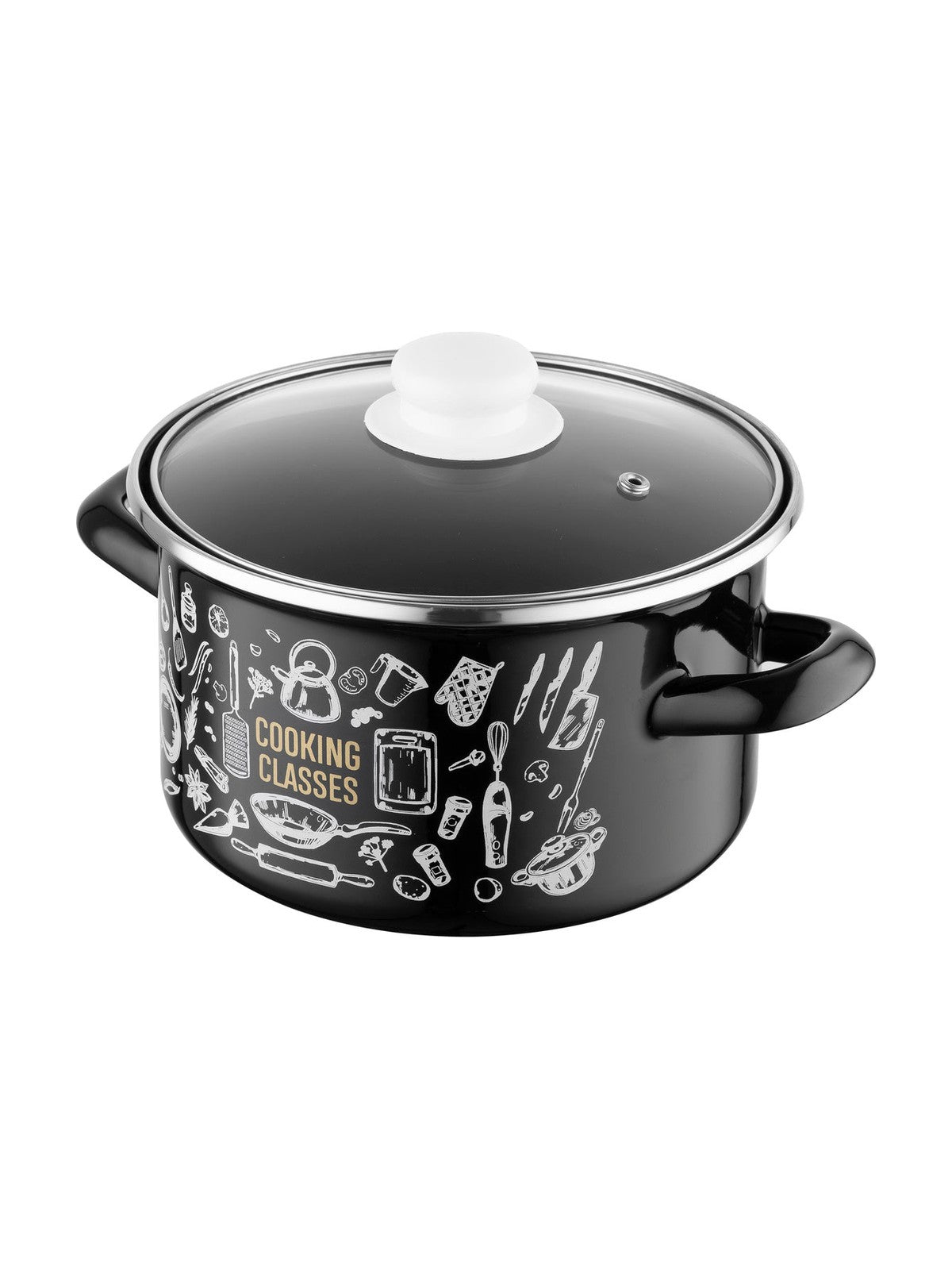 Garnek emaliowany prosty kitchen black 18cm 3l z/p