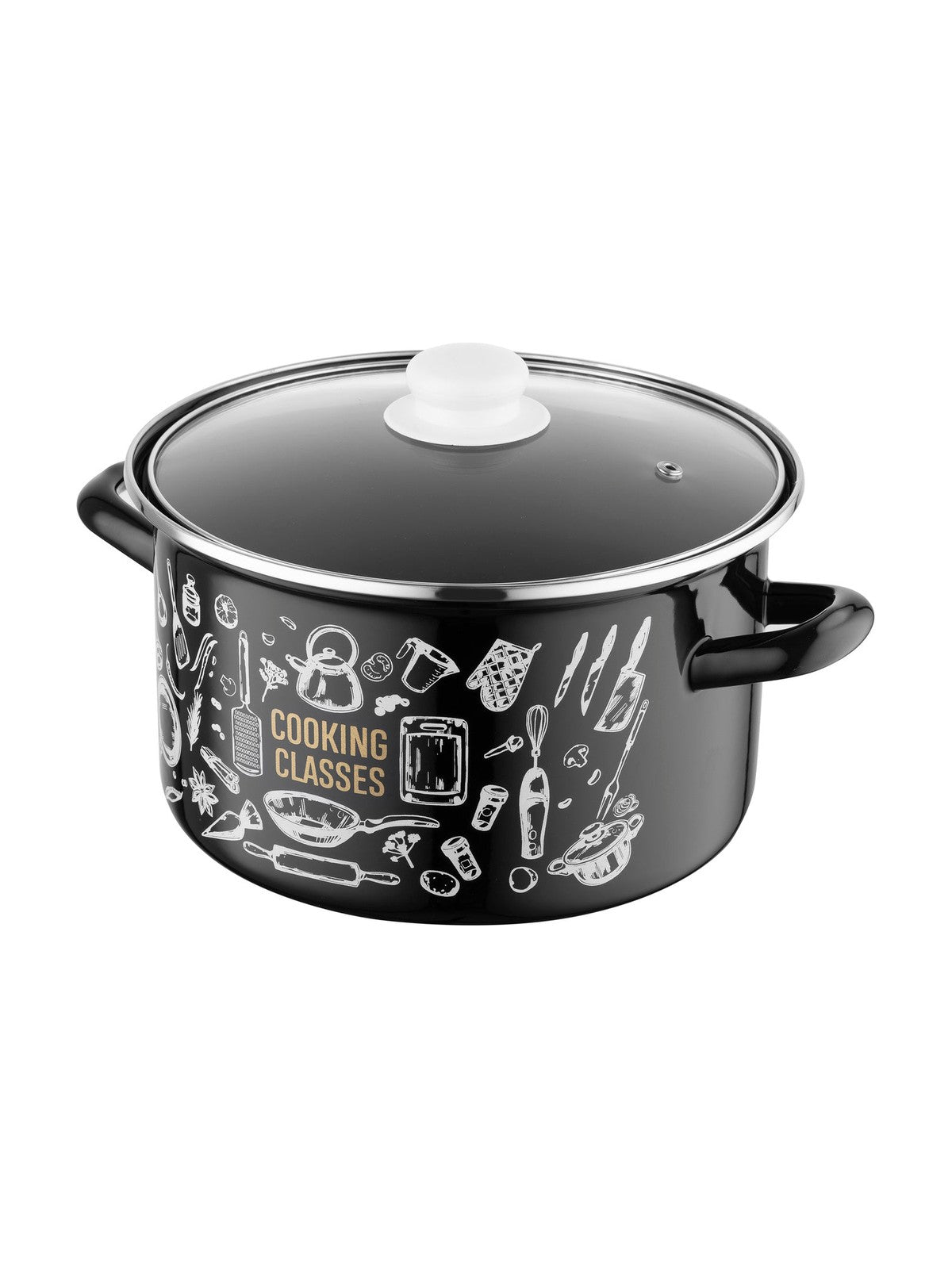 Garnek emaliowany prosty kitchen black 22cm 5,3l z/p