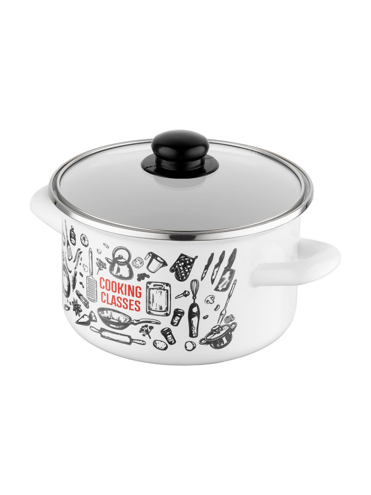 Garnek emaliowany prosty kitchen white 18cm 3l z/p
