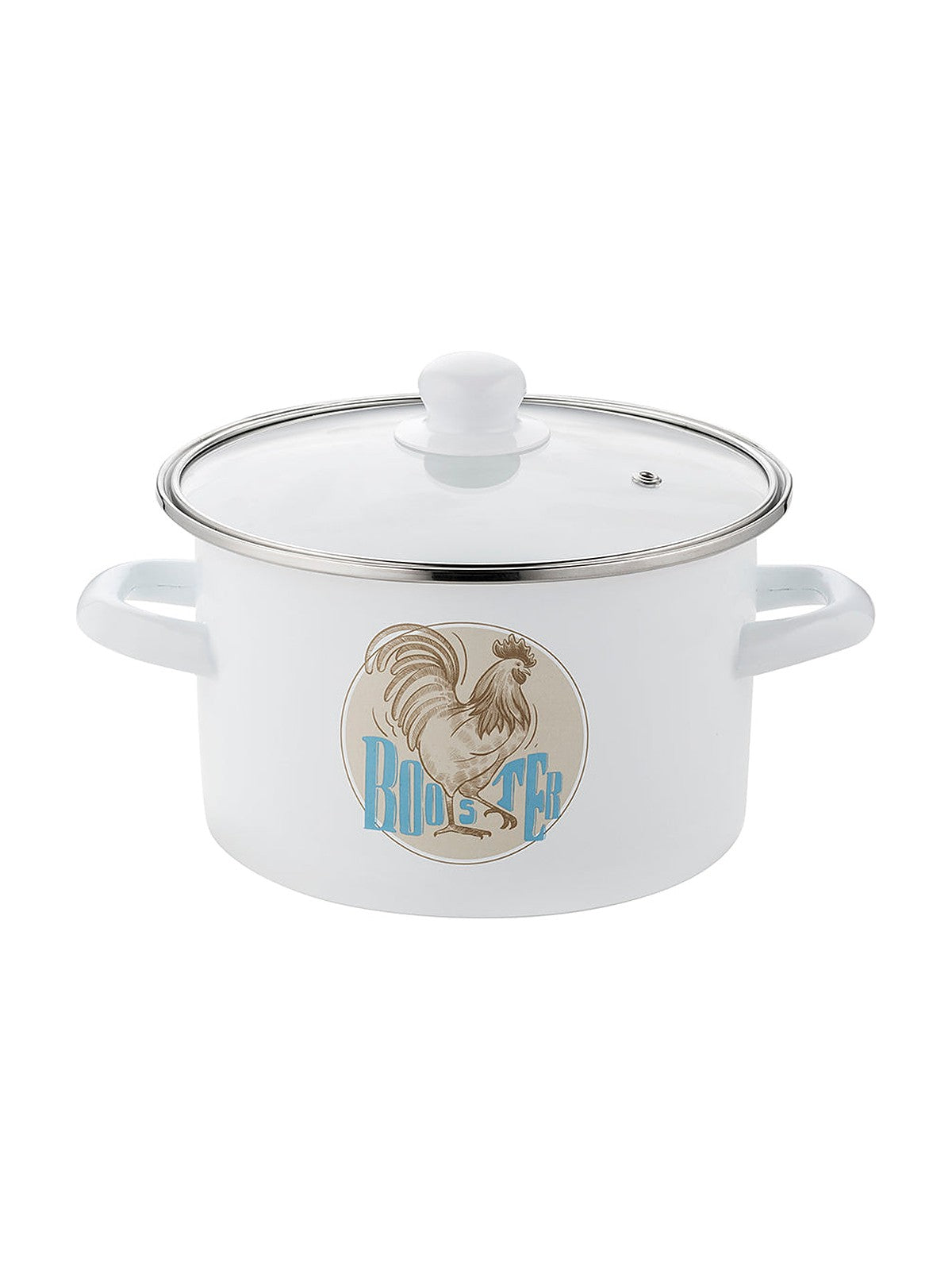 Garnek emaliowany prosty kogut 16cm 2,2l z/p