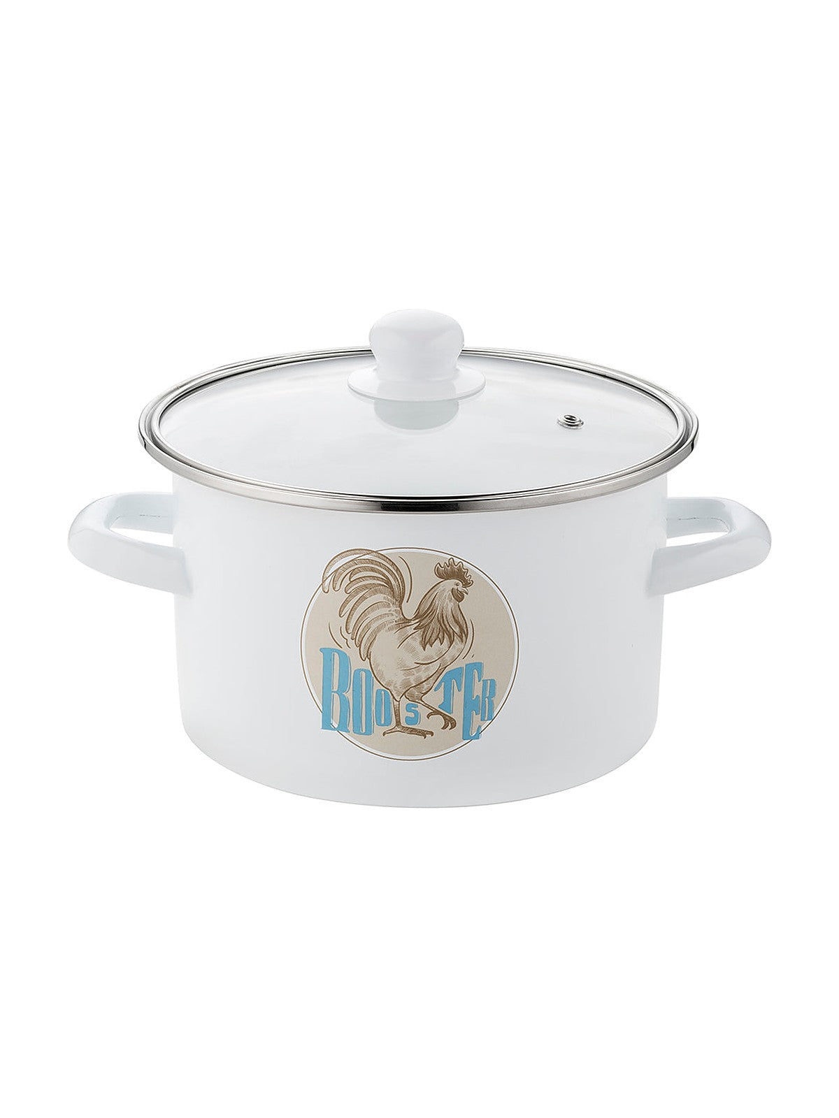 Garnek emaliowany prosty kogut 22cm 5,3l z/p