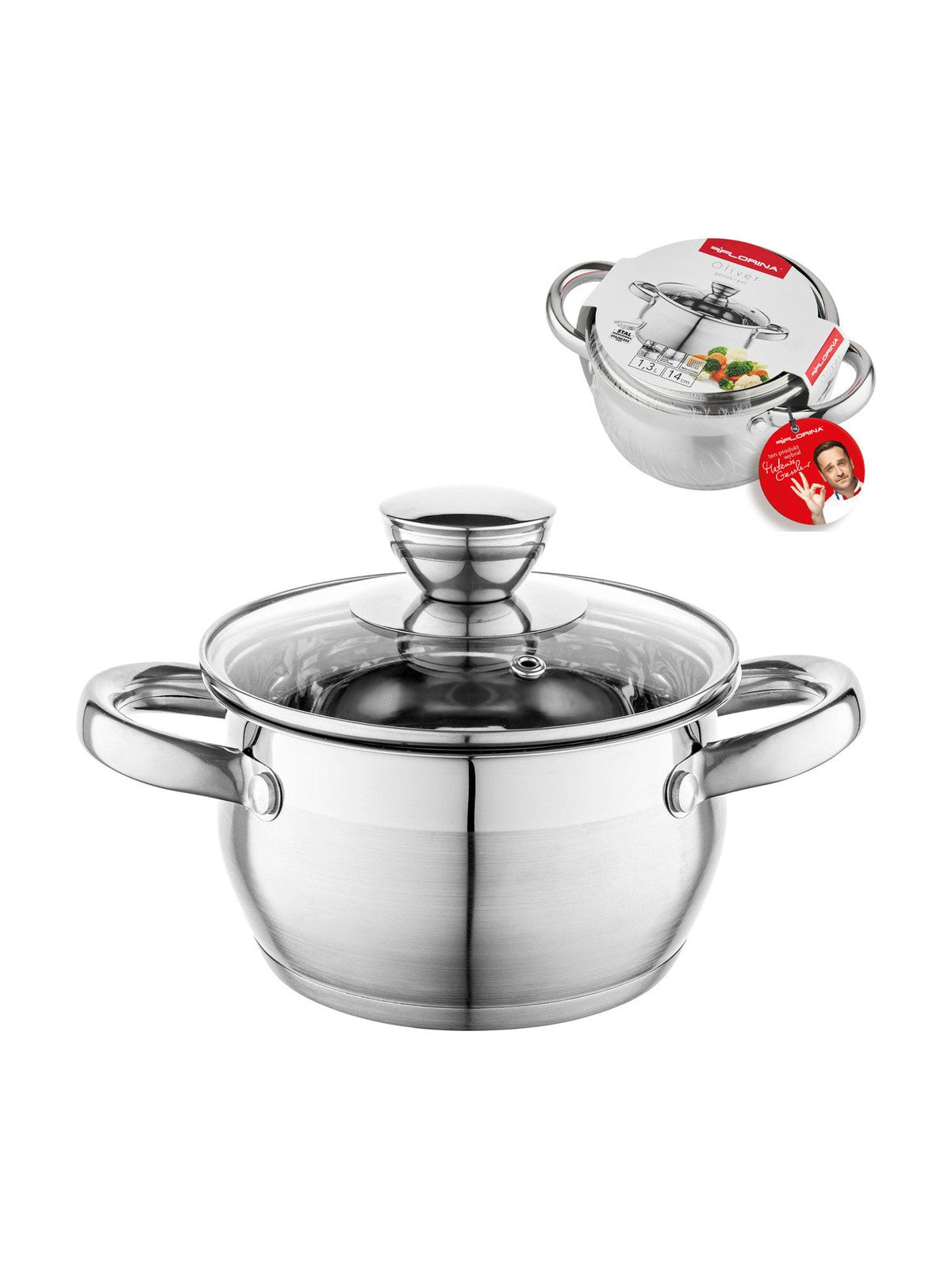 Garnek nierdzewny oliver 14cm 1,3l z/p mg