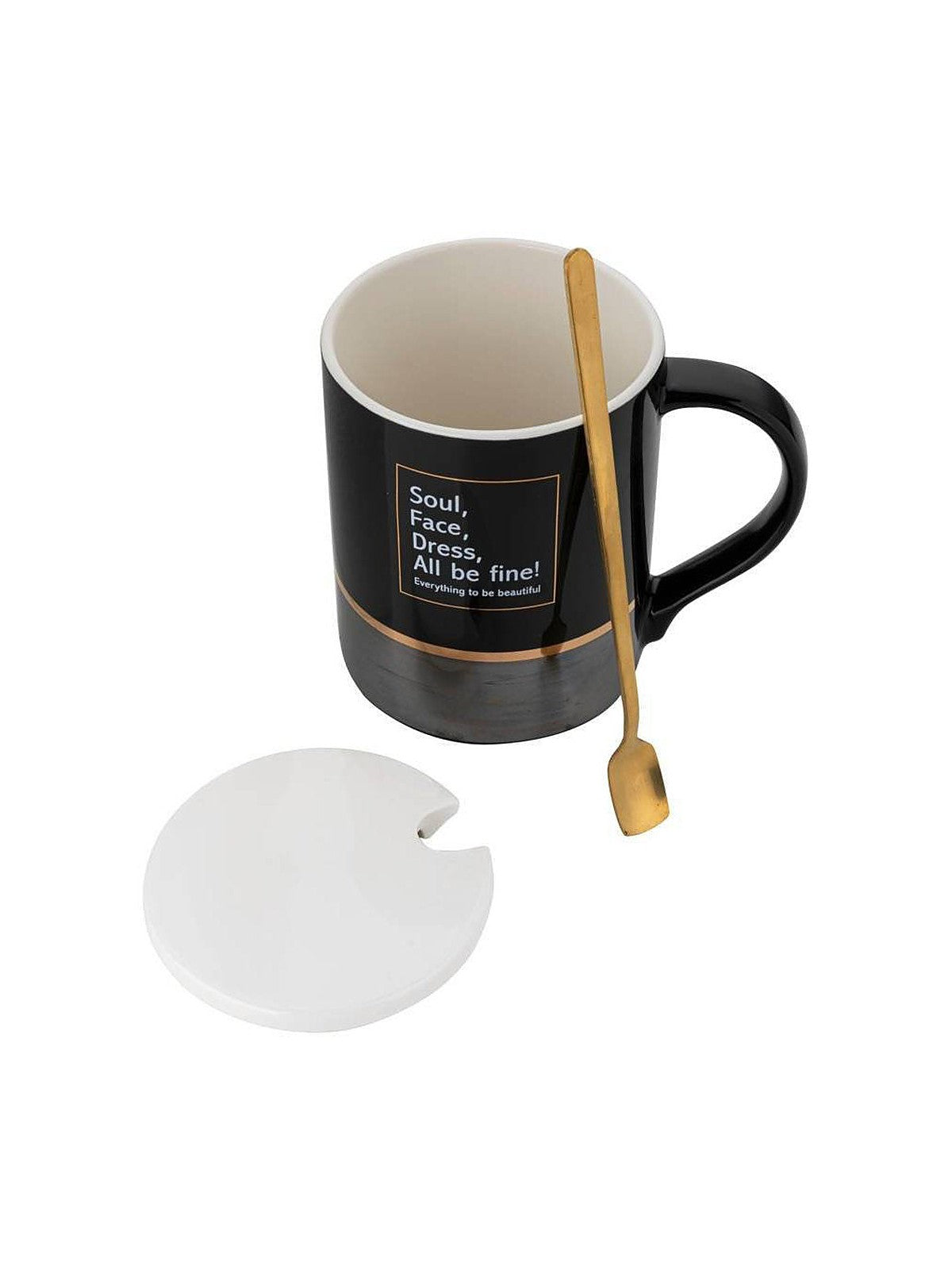 Kubek z pokrywką i łyżeczką pearl black 350ml
