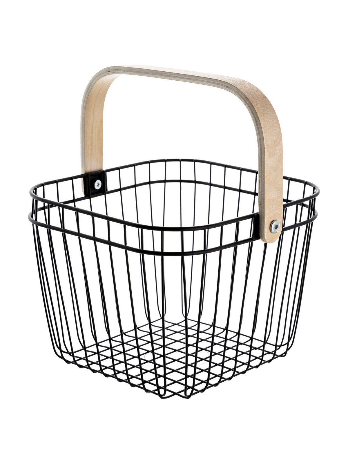 Metalowy kosz na owoce 25cm z drewnianą rączką