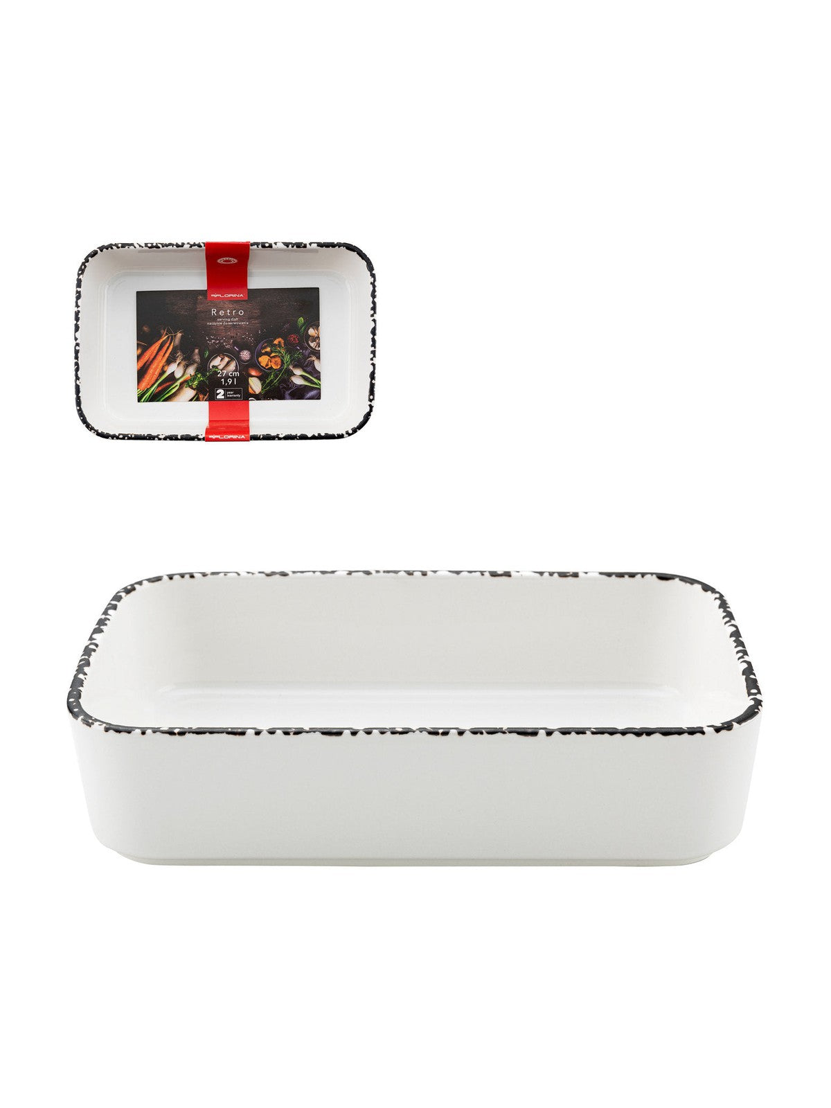 Naczynie ceramiczne retro 27cm prostokątne
