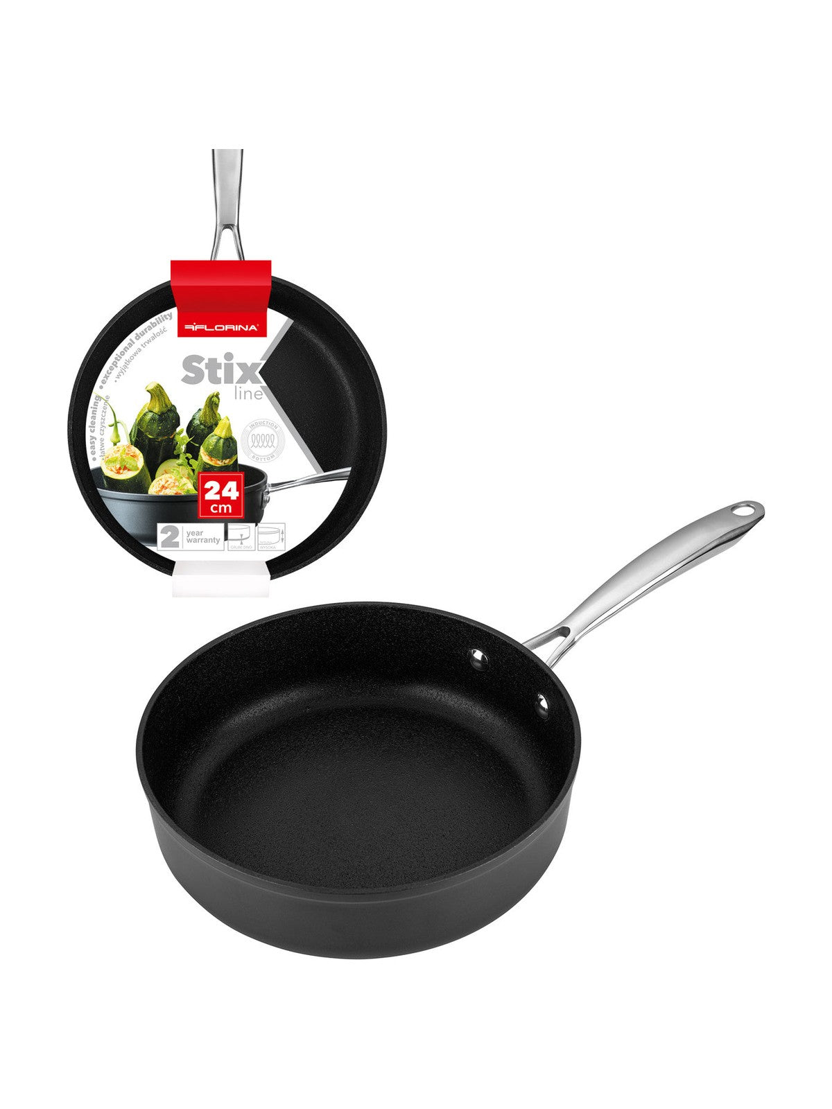 Patelnia aluminiowa głęboka stix 24cm 2,5l