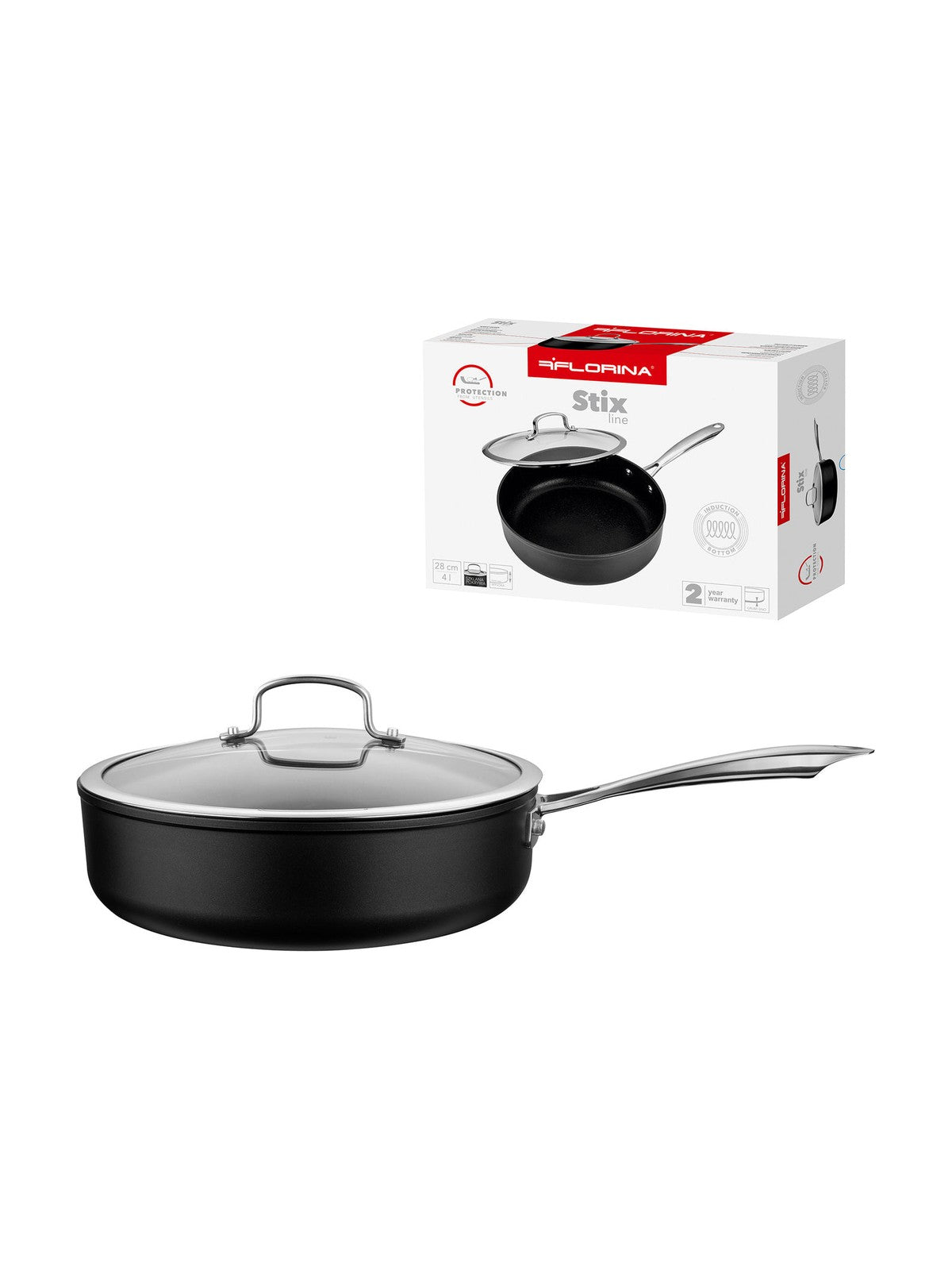 Patelnia aluminiowa głęboka stix 28cm 4l z/p