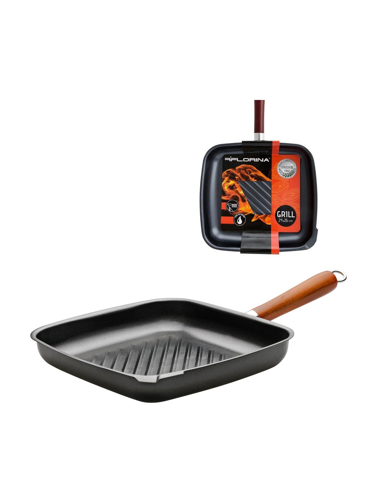 Patelnia prostokątna grill carbon 24x26cm