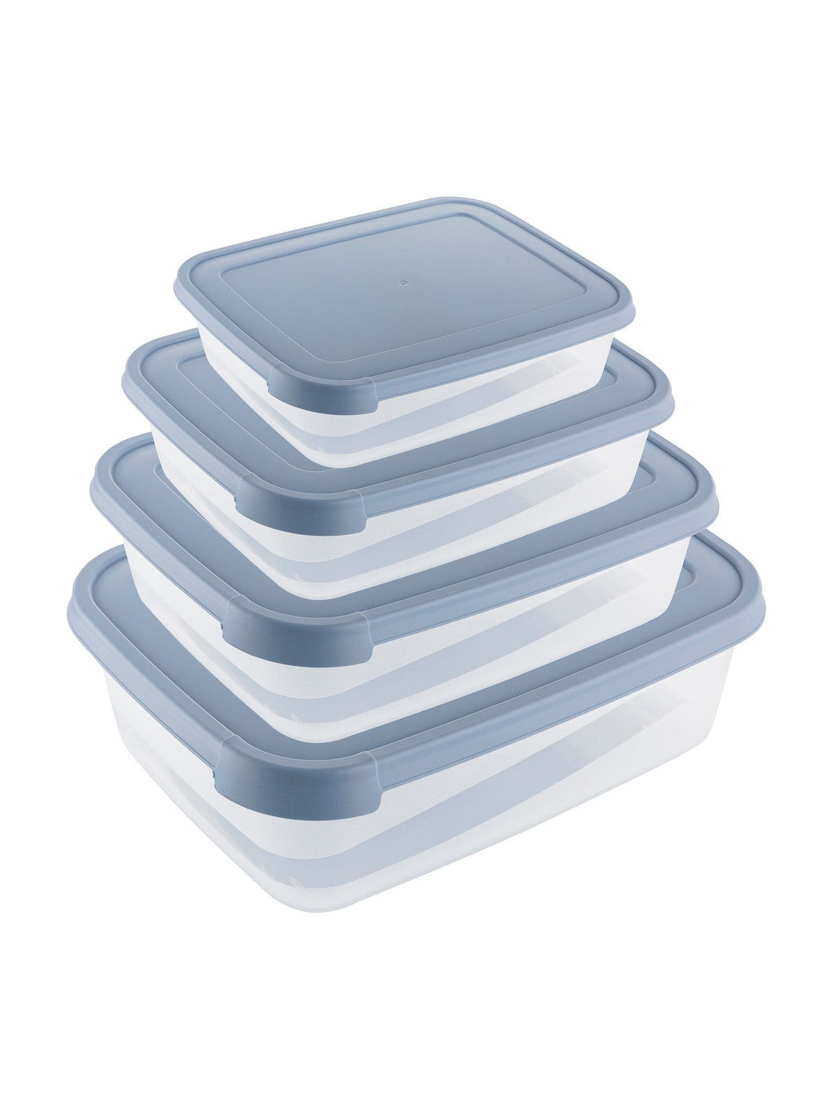 Pojemniki do żywności plastikowe prostokątne kpl. 4szt. 300ml 600ml 1,2l 2l niebieskie