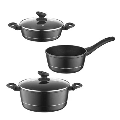 Zestaw 3 sztuk garnków aluminiowych FLORINA DELUX 16 cm 24 cm 26 cm 1 l 2,3 l 5,1 l