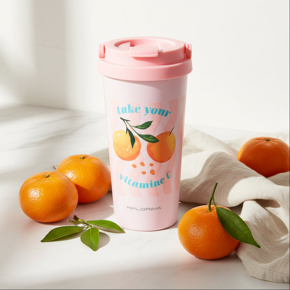 Kubek termiczny nierdzewny Florina Orange Happy 500 ml