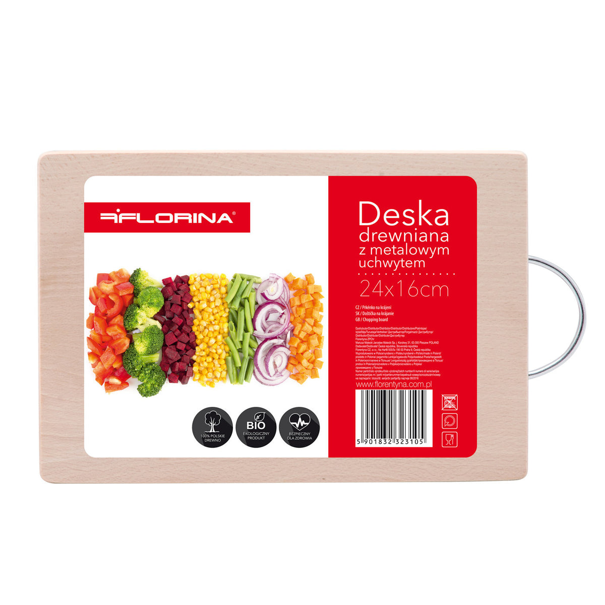 Deska kuchenna Florina metalowy uchwyt 24 x 16 cm