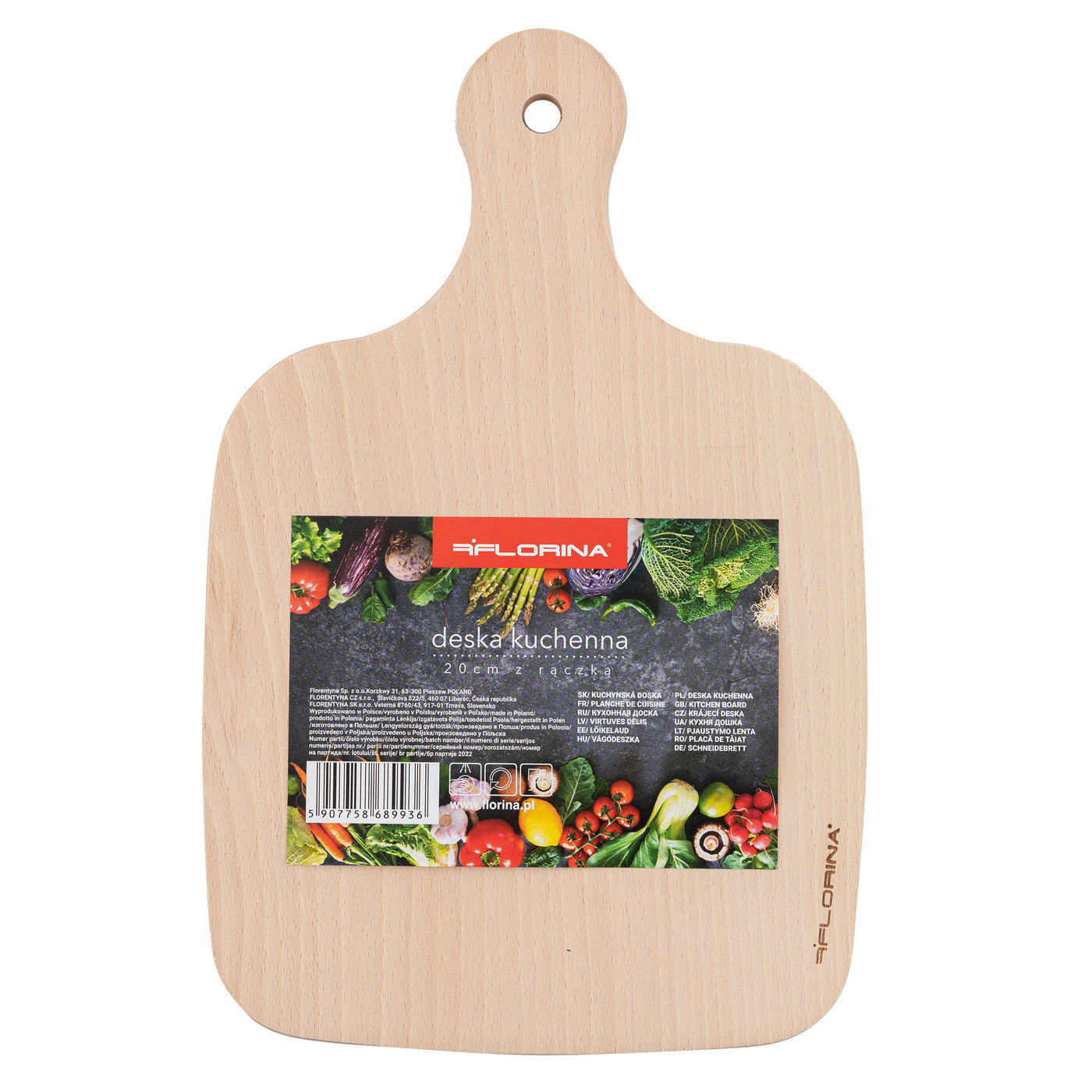 Deska kuchenna drewniana z uchwytem Florina 20 cm