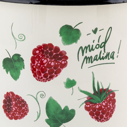 Garnek emaliowany Emalia Polska Pleszew Malina 22 cm 6 l kremowy
