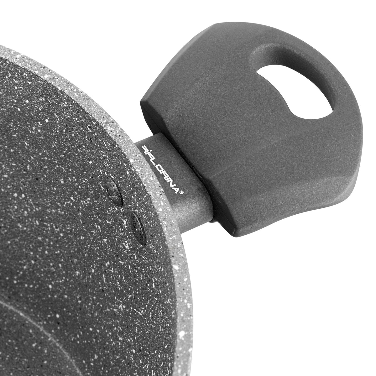 Garnek kamienny z pokrywką na indukcję i gaz Florina Lava Stone 1,6 l 18 cm szary
