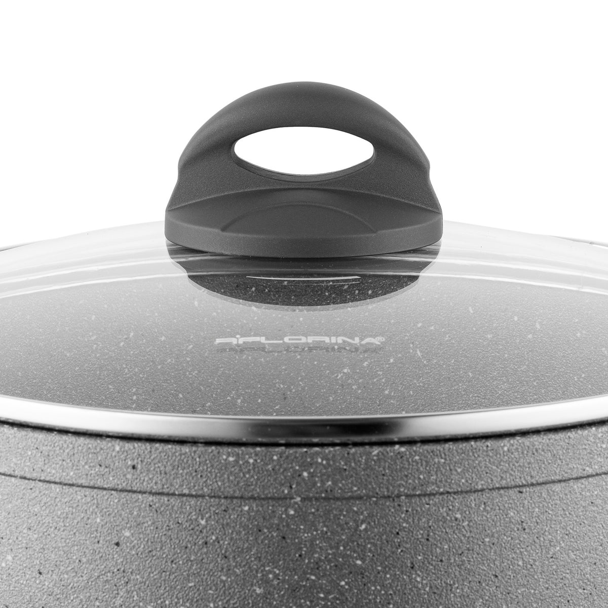 Garnek kamienny z pokrywką na indukcję i gaz Florina Lava Stone 1,6 l 18 cm szary