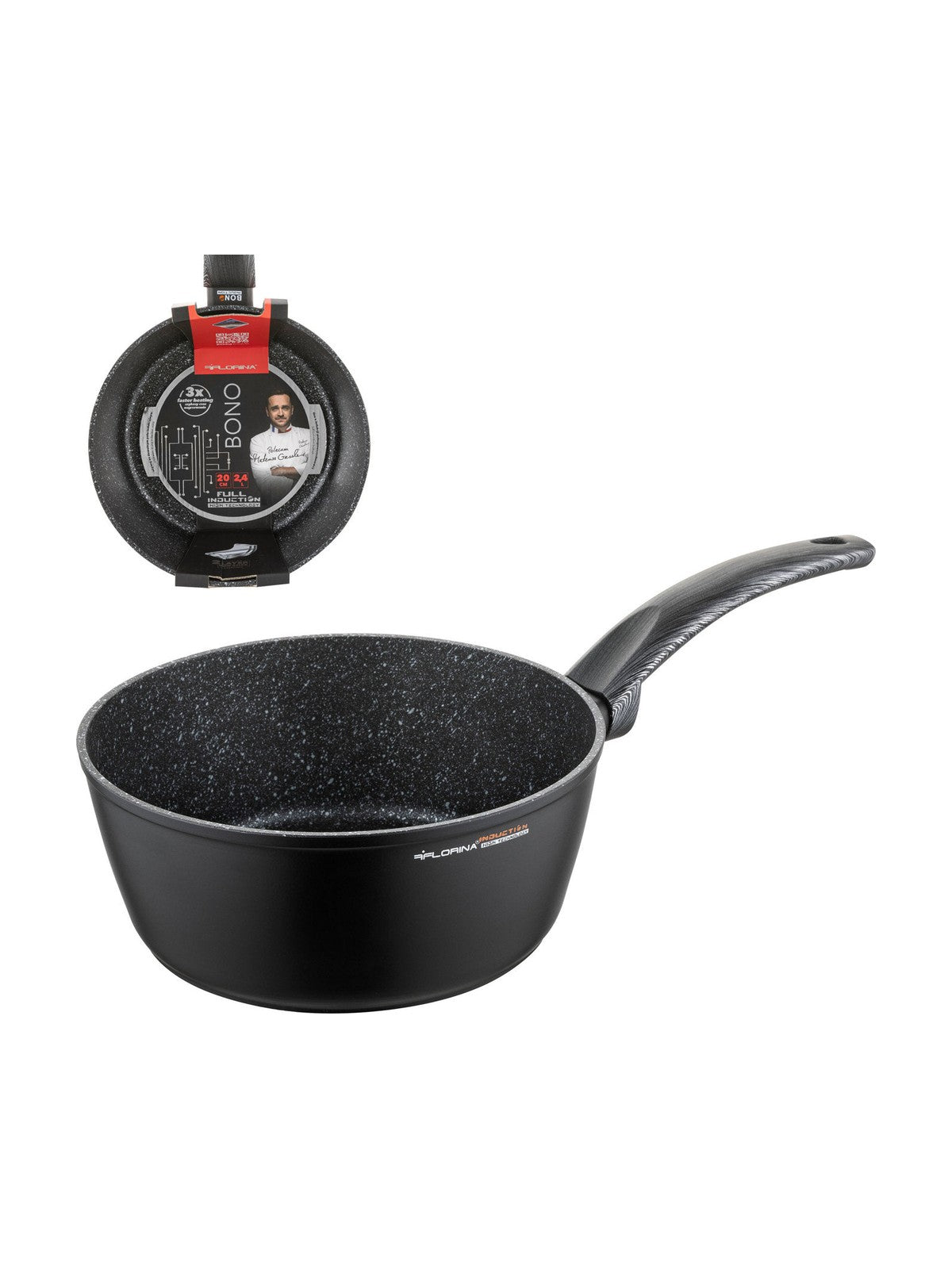 Rondel Florina Bono 2,4 l 20 cm nieprzywierający powłoka marmurowa indukcja